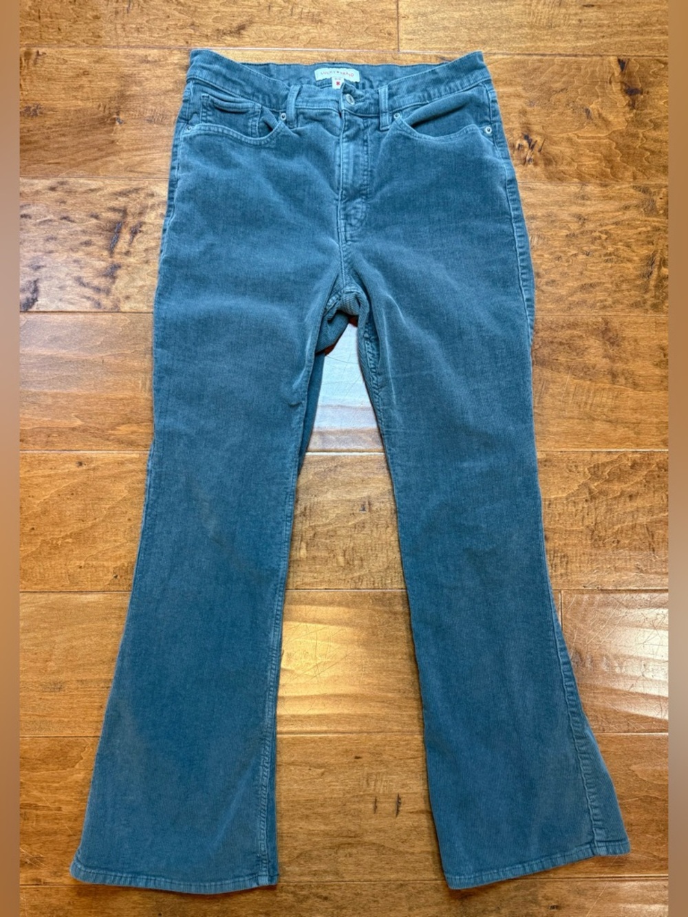 Lucky Brand Stevie Flare Corduroy Pants High Rise Green 12 31